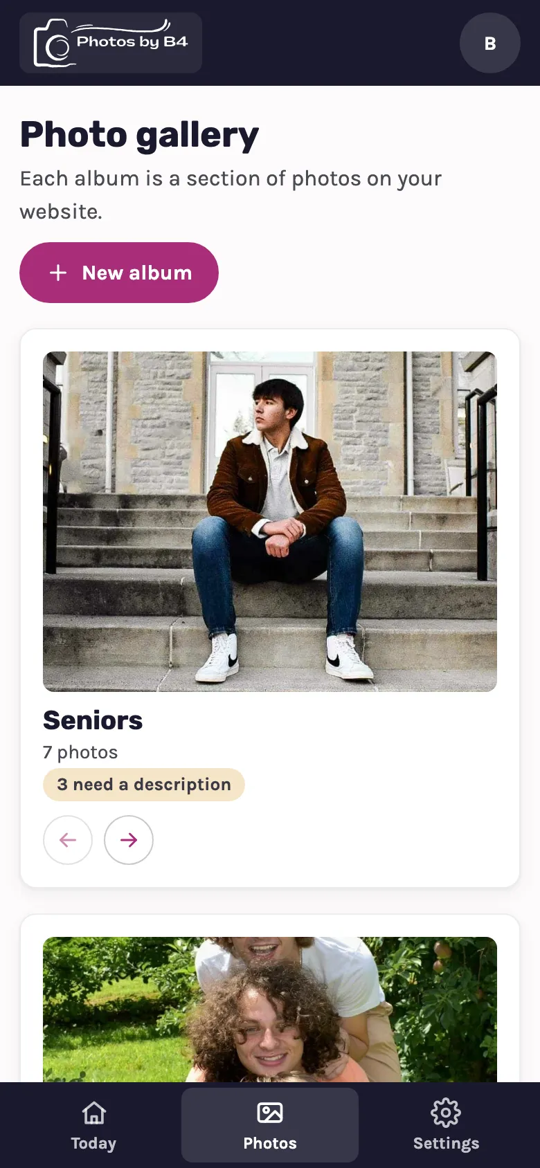 Phone: photo albums